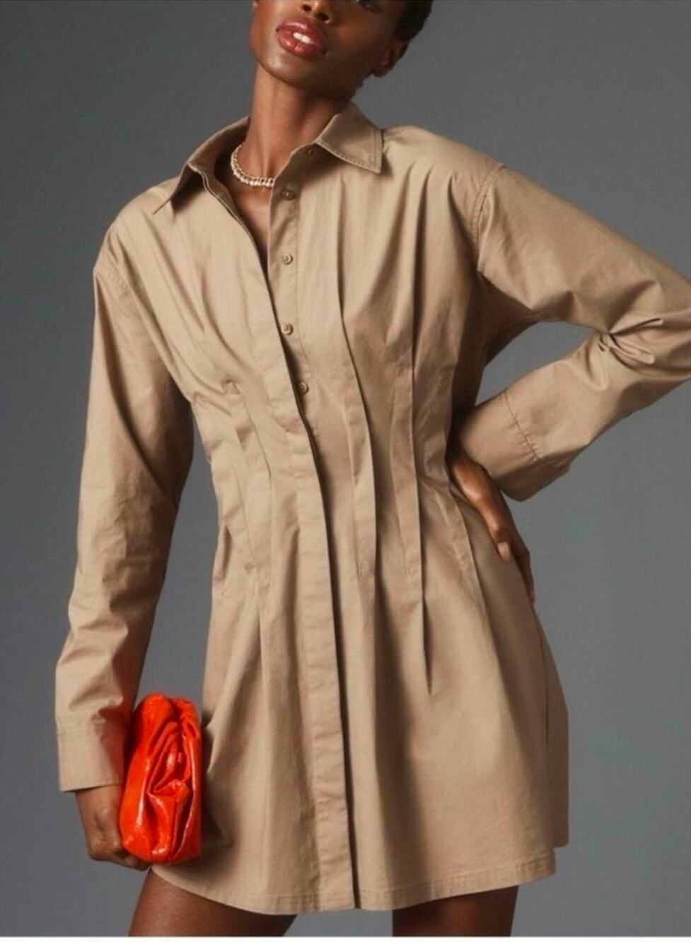 Anthropologie Pilcro Pintuck Mini Shirt Dress. Size L. Ret $148.
